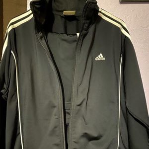 Vintage Large black with white stripes Adidas track suit